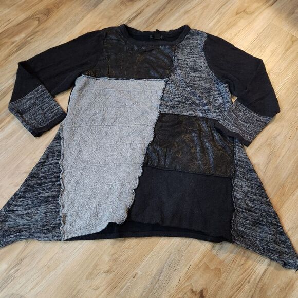 Style & Co Patchwork Asymmetric Sweater Top - Picture 1 of 5